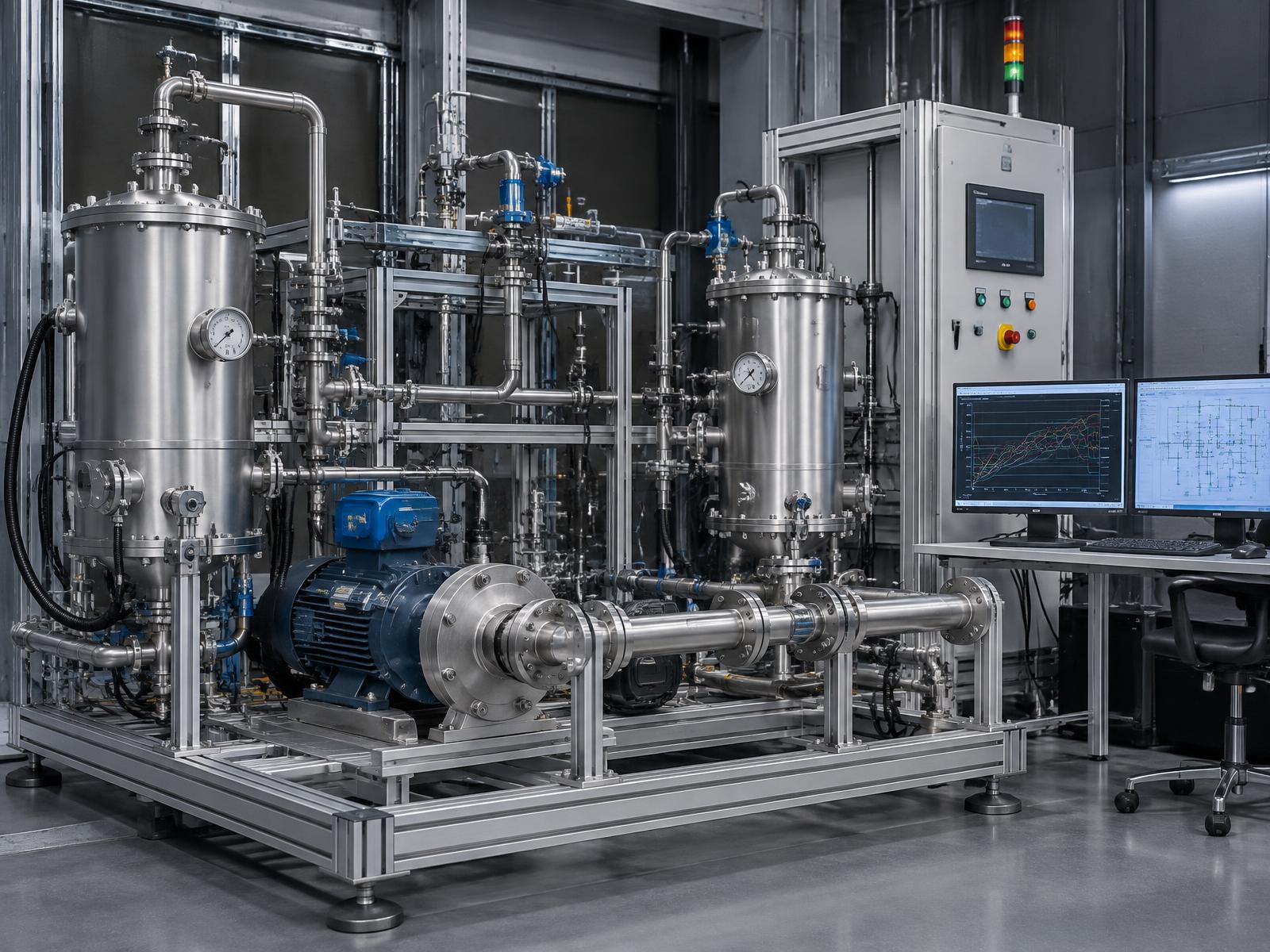Instrumented refrigeration test bench with sensors and measurement equipment